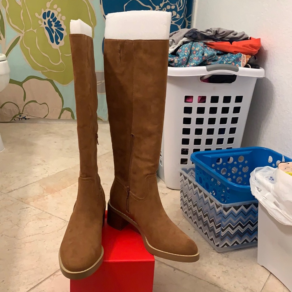 NWOT Light Brown suede riding boot by the Loft